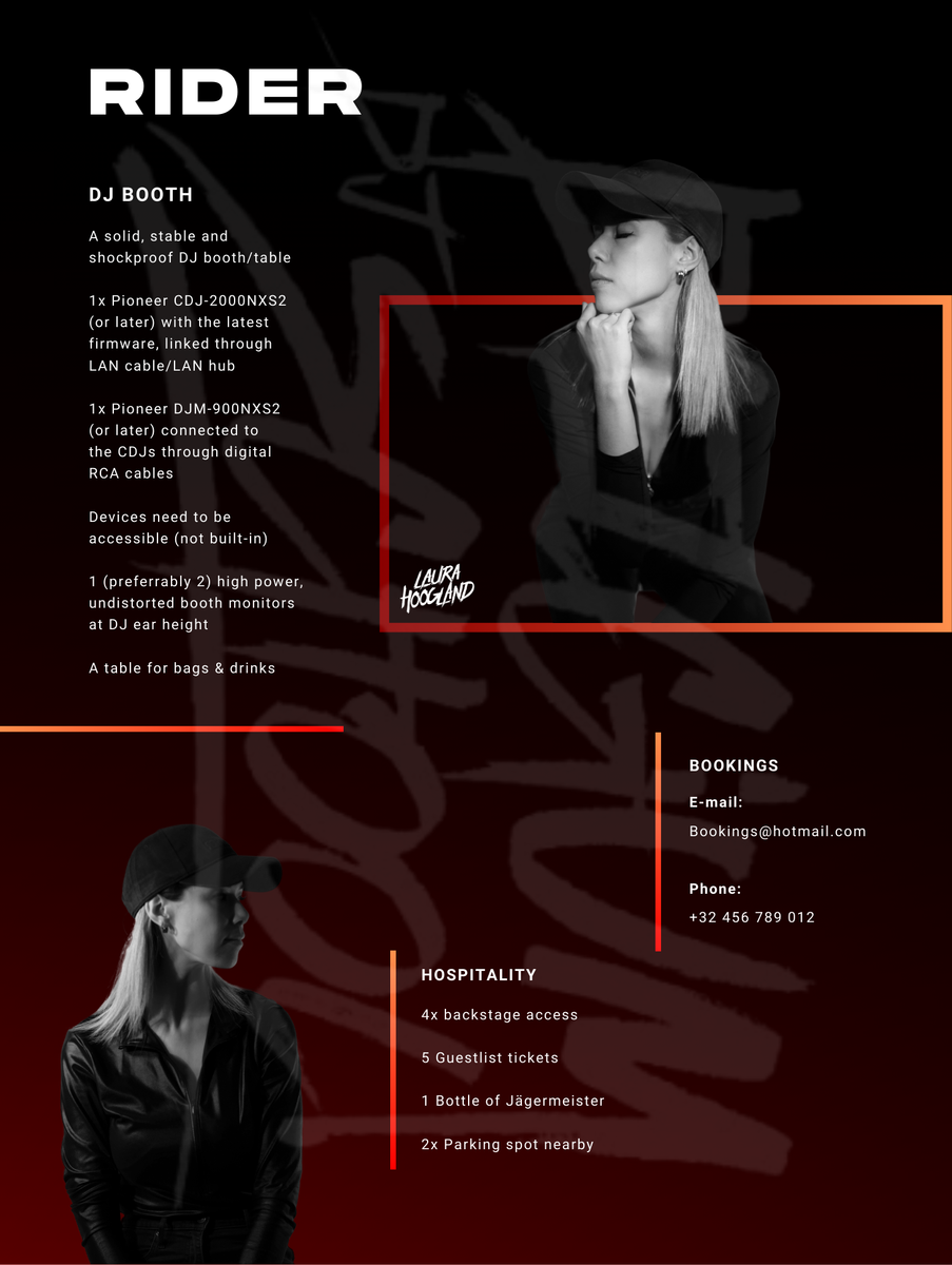 DJ RIDER | Dark Red Theme (technical rider + hospitality rider ...